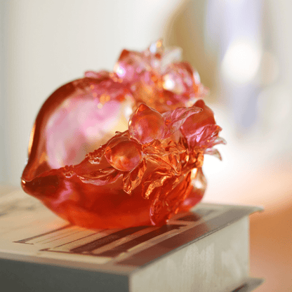 LIULI Crystal, Peach Sculpture, Blessings in the Spring Breeze