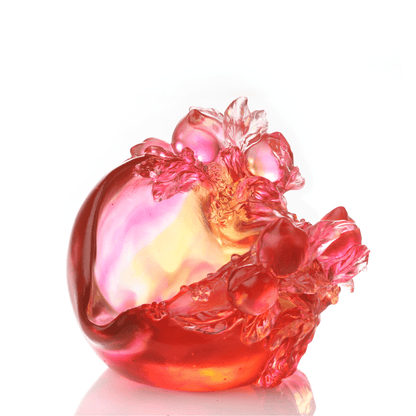 LIULI Crystal, Peach Sculpture, Blessings in the Spring Breeze