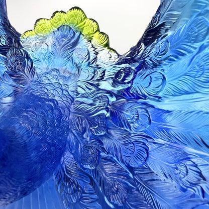 LIULI Crystal, Peacock Sculpture | Golden Age of Opulent Beauty