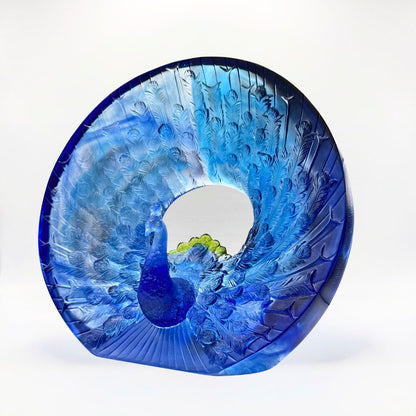 LIULI Crystal, Peacock Sculpture | Golden Age of Opulent Beauty
