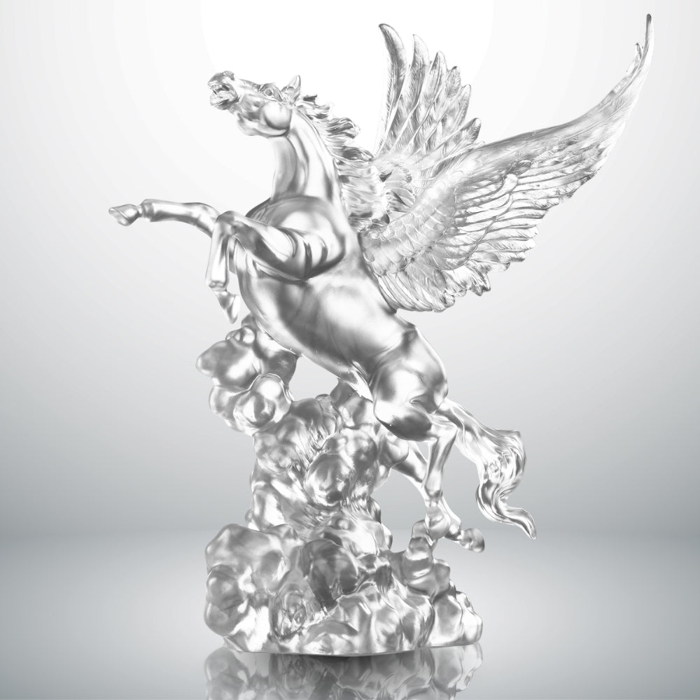 LIULI Crystal, Pegasus Sculpture, Year of the Horse | King (Powder White)