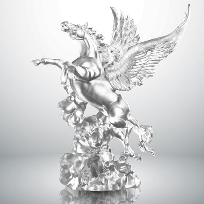 LIULI Crystal, Pegasus Sculpture, Year of the Horse | King (Powder White)