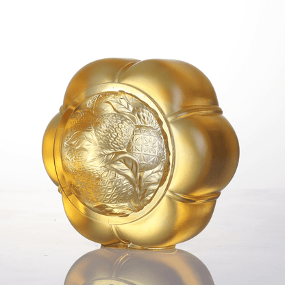 LIULI Crystal, Pumpkin and Lychee Sculpture | Auspiciousness in Gold