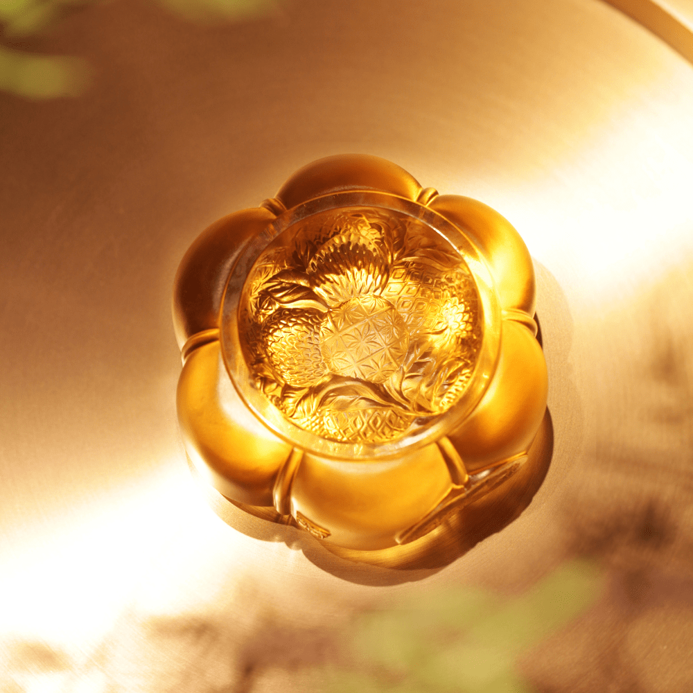 LIULI Crystal, Pumpkin and Lychee Sculpture | Auspiciousness in Gold