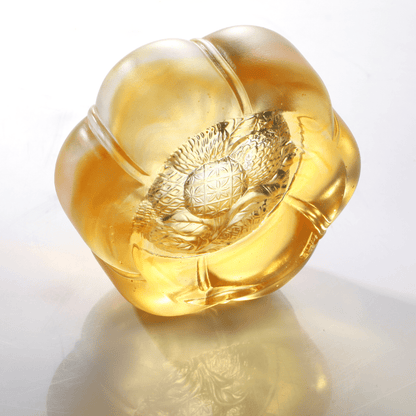 LIULI Crystal, Pumpkin and Lychee Sculpture | Auspiciousness in Gold
