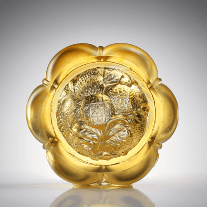 LIULI Crystal, Pumpkin and Lychee Sculpture | Auspiciousness in Gold
