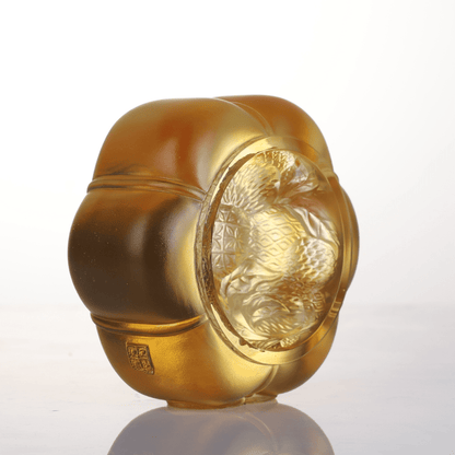 LIULI Crystal, Pumpkin and Lychee Sculpture | Auspiciousness in Gold