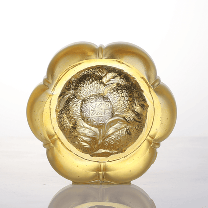 LIULI Crystal, Pumpkin and Lychee Sculpture | Auspiciousness in Gold