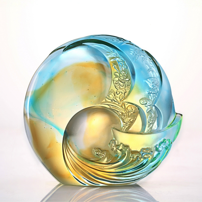 LIULI Crystal, Sailing boat, Ocean Wave and the Sun, Tai Chi Series | Smooth Sailing