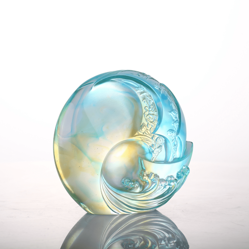 LIULI Crystal, Sailing boat, Ocean Wave and the Sun, Tai Chi Series | Smooth Sailing