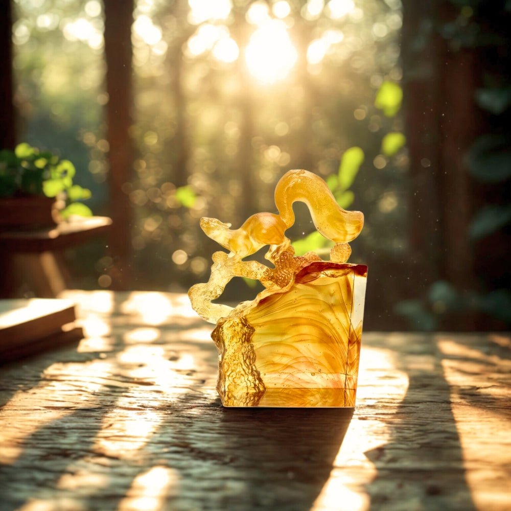 LIULI Crystal, Squirrel Sculpture, Ready, Set, Spring!