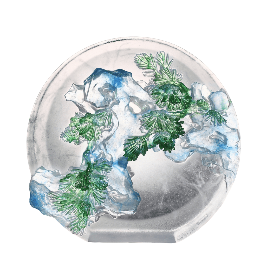 LIULI Crystal, Tai Chi Series | Pine and Stone - Evergreen, Ever New