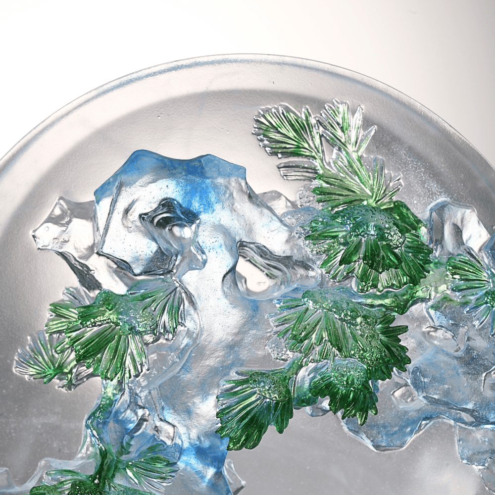 LIULI Crystal, Tai Chi Series | Pine and Stone - Evergreen, Ever New