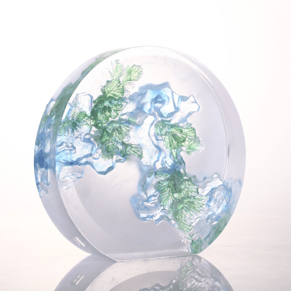 LIULI Crystal, Tai Chi Series | Pine and Stone - Evergreen, Ever New
