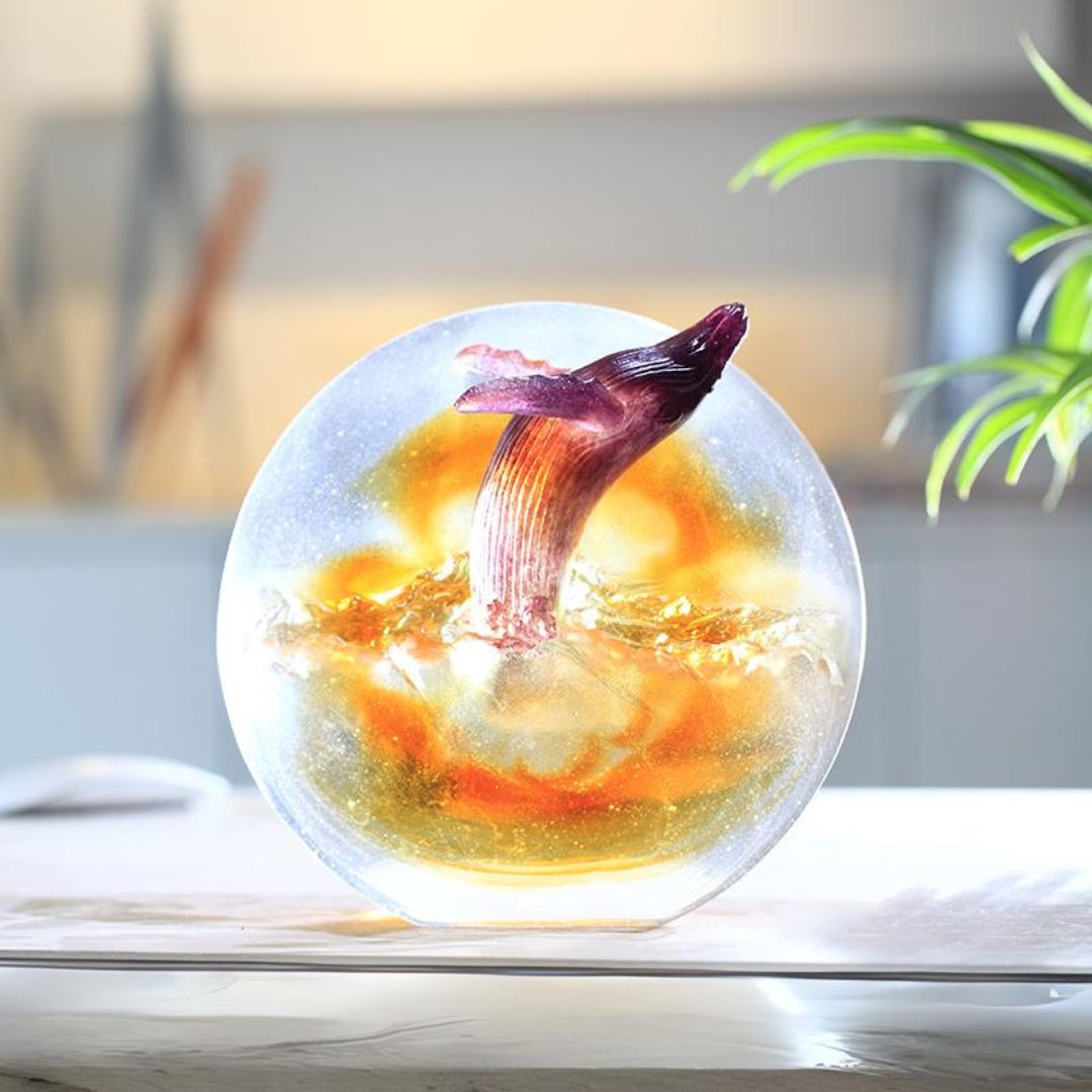 LIULI Crystal Whale Sculpture | Love all Humankind, Honor the Heavens