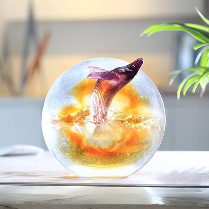 LIULI Crystal Whale Sculpture | Love all Humankind, Honor the Heavens
