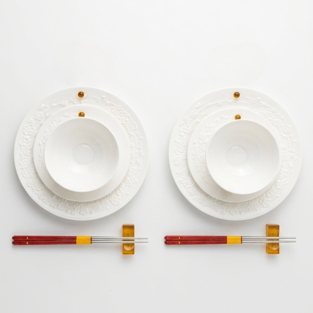 LIULI Living, Bone China Tableware Fine Dinning Set | Seeking Plum (Set of 10)