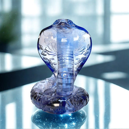 LIULI Crystal, Cobra Snake Sculpture | Opulence Invites Sun and Moon