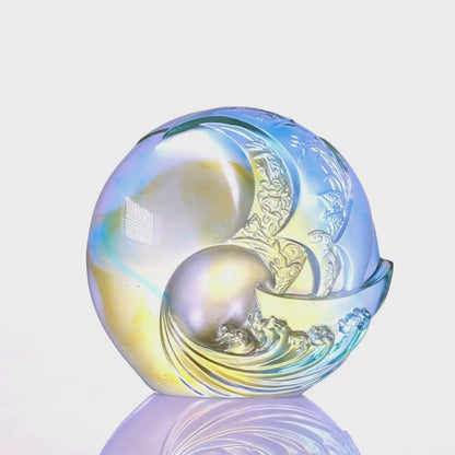 LIULI Crystal, Sailing boat, Ocean Wave and the Sun, Tai Chi Series | Smooth Sailing