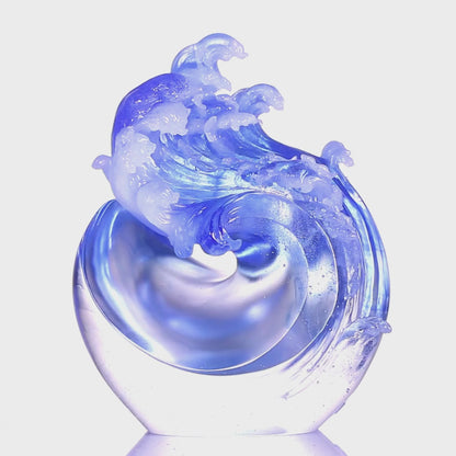 LIULI Crystal, Ocean Wave Sculpture, Tai Chi Series | Burst Forth