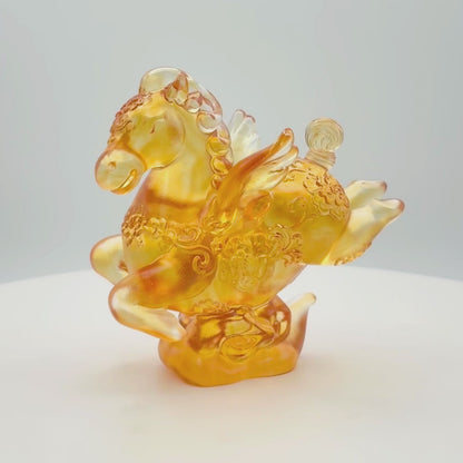 LIULI Crystal, Horse Figurine | Little Young Pegasus (Amber clear)