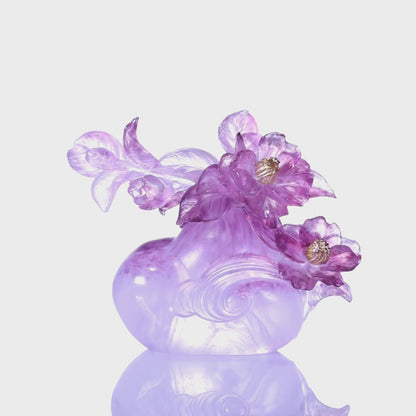 LIULI Crystal, Mother's Day, Camellia Sculpture | Blooming in Dignified Grace