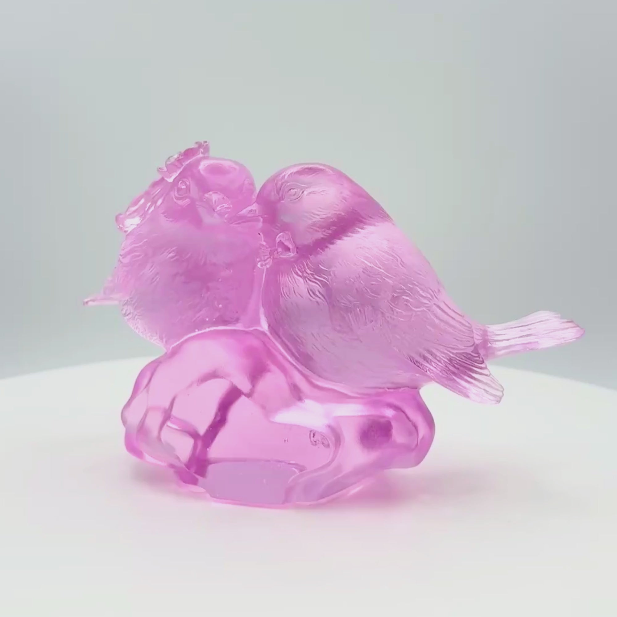 LIULI Crystal, Bird Sculpture | Our Happiness (Purple/Red clear
