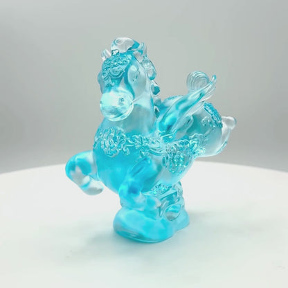 LIULI Crystal, Horse Figurine | Little Young Pegasus (Sky Blue)