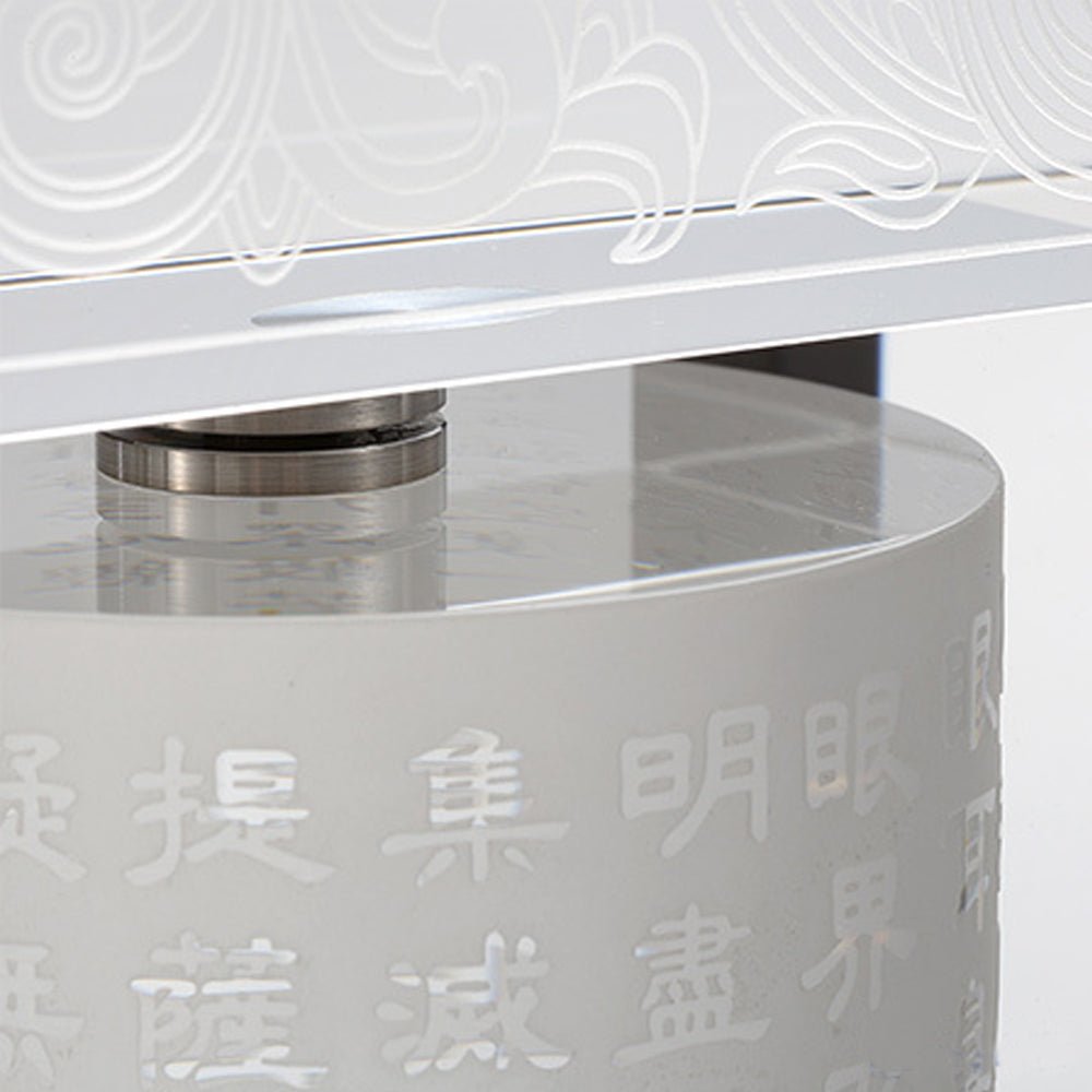 10.04"H Crystal Prayer Wheel, Heart Sutra on LIULI Prayer Wheel, Living In Peace - LIULI Crystal Art