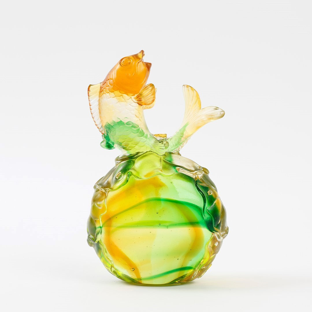 Crystal Fish, Koi Fish, Somersault To The Top - LIULI Crystal Art
