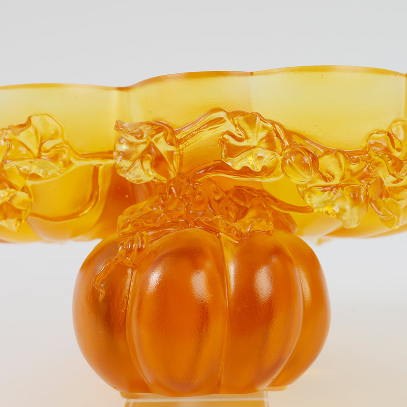 Crystal Bowl With Squash Shape, Golden Gourds of Fortune