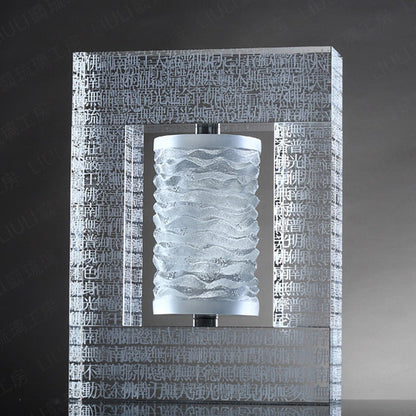 11.02"H Crystal Prayer Wheel, The Six-Character Great Bright Mantra on LIULI Prayer Wheel, Recital of Peace - LIULI Crystal Art
