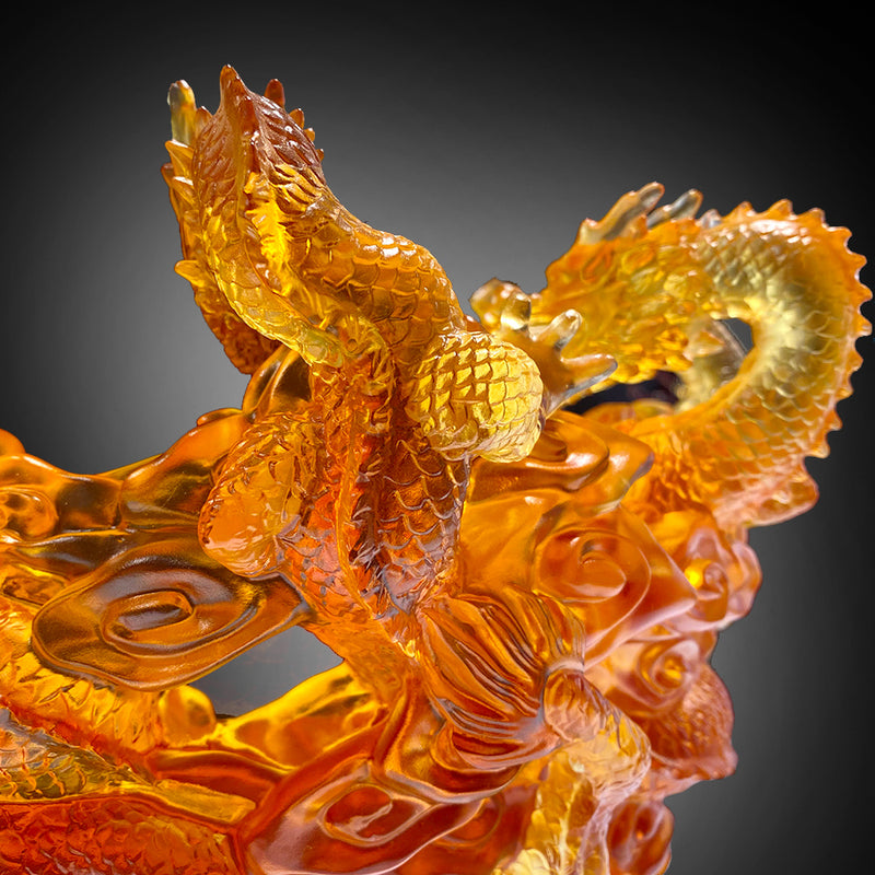 Crystal Mythical Creature, Dragon, The Yin Yang Cycle of Nine Dragons - LIULI Crystal Art