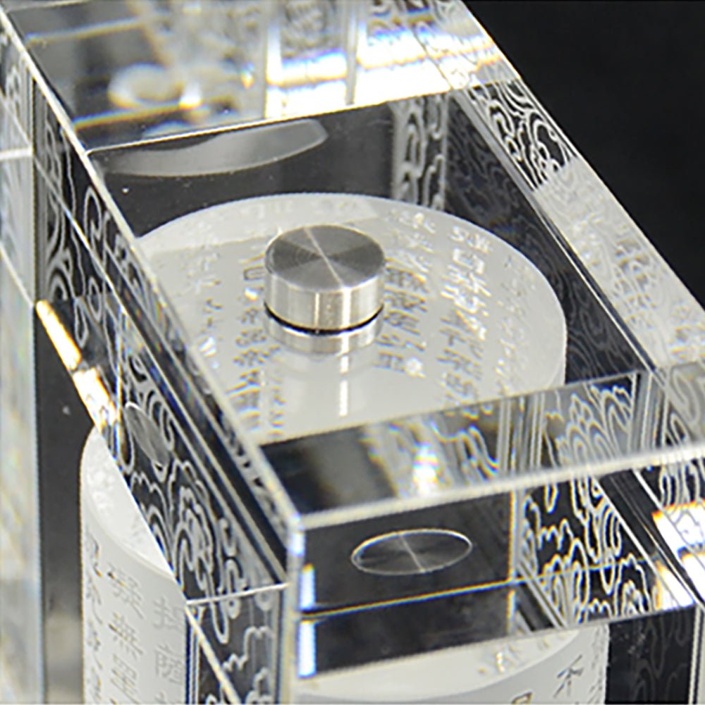 Chinese Crystal Prayer Wheel.  Signature Liuli Crystal Fine Art - LIULI Crystal Art