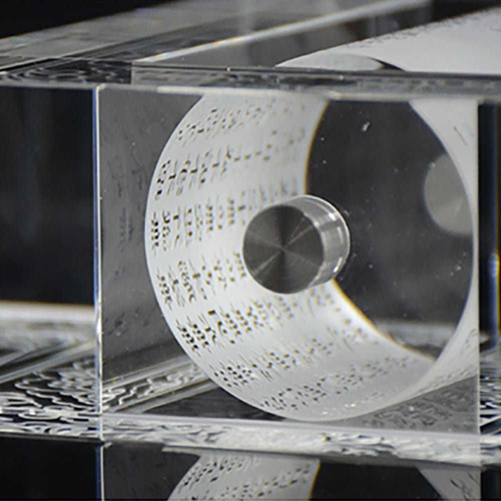 Chinese Crystal Prayer Wheel.  Signature Liuli Crystal Fine Art - LIULI Crystal Art