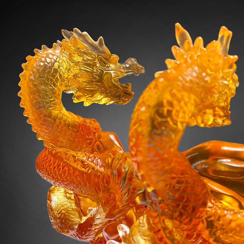 Crystal Mythical Creature, Dragon, The Yin Yang Cycle of Nine Dragons - LIULI Crystal Art