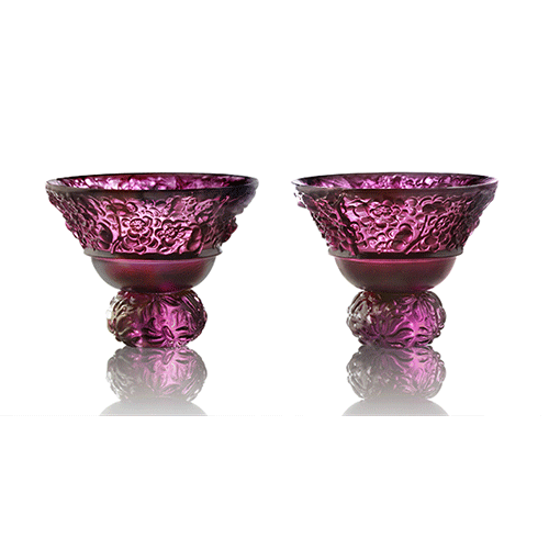 Virtuous Plum Blossom (A Drink to Virtue) - Sake Glass, Shot Glass (Set of 2) - LIULI Crystal Art