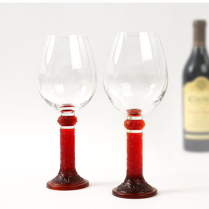 Wine Goblet, Bordeaux Glass, Moon Shadows (Set of 2) - LIULI Crystal Art