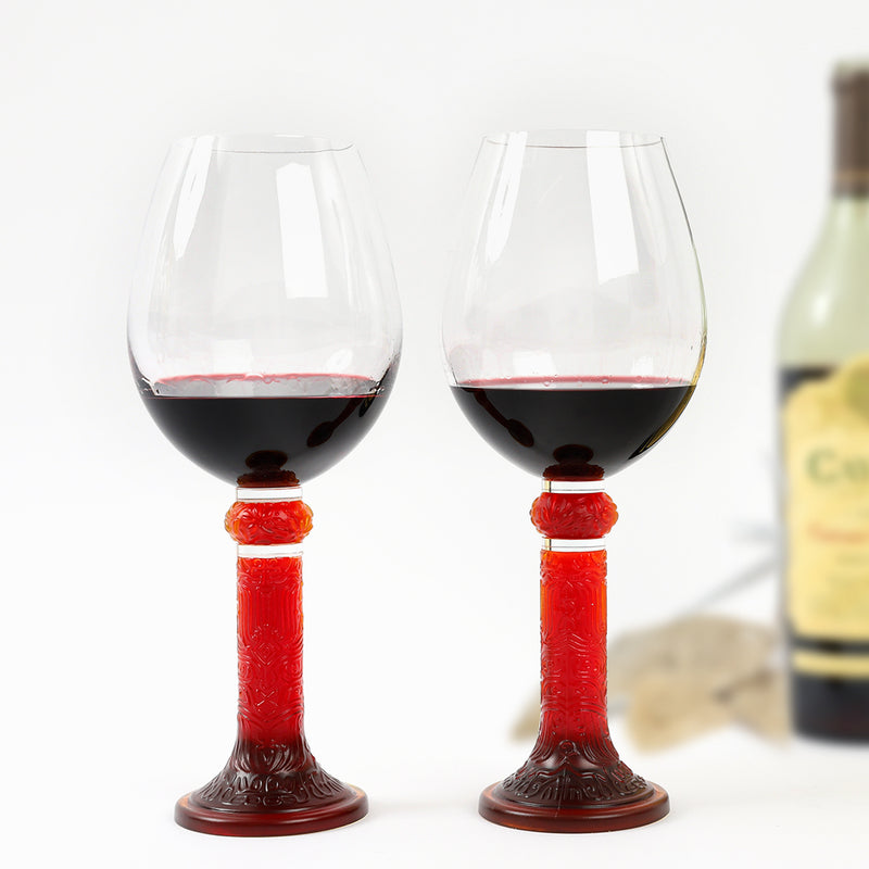 Wine Goblet, Bordeaux Glass, Moon Shadows (Set of 2) - LIULI Crystal Art