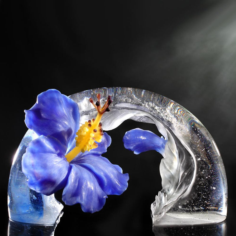 Collector Edition-Crystal Flower,Hibiscus, A Chinese Liuli Flower, Song of the Morning Flower - LIULI Crystal Art