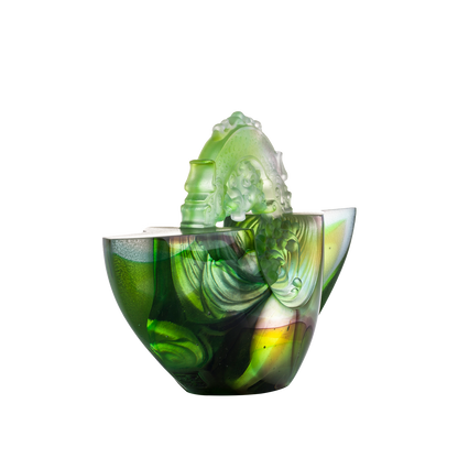 Crystal Chinese Ingot, Gold Nugget, Ubiquitous Brilliance of the Dragon - LIULI Crystal Art