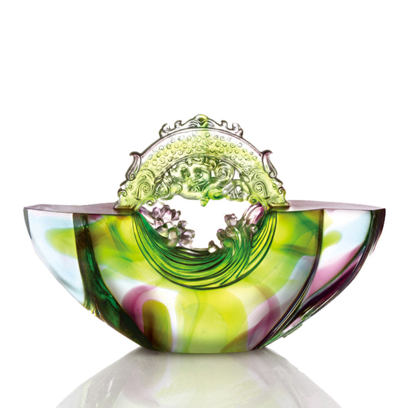 Crystal Chinese Ingot, Gold Nugget, Ubiquitous Brilliance of the Dragon - LIULI Crystal Art