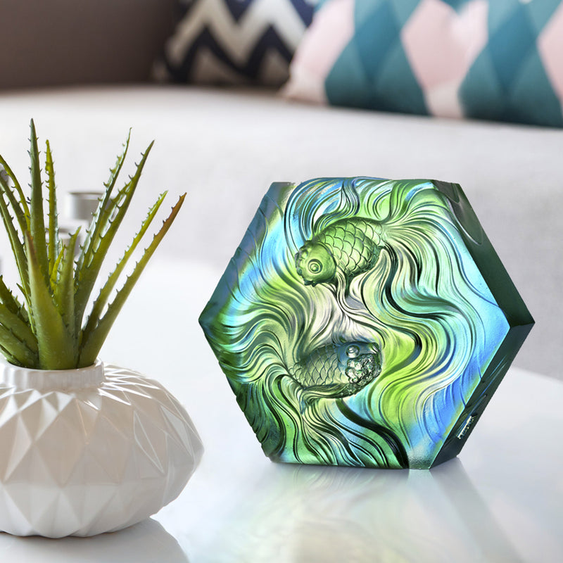 Crystal Fish, Goldfish, An Exquisite Dance - LIULI Crystal Art
