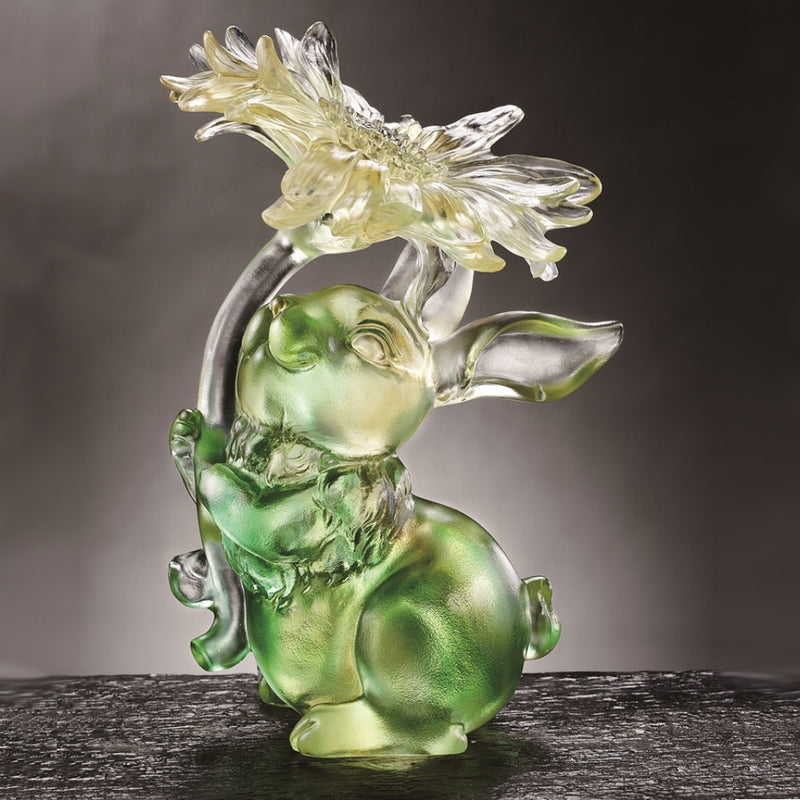 Spectacular Blossom of Mine (Success) - Crystal Bunny Rabbit Figurine - LIULI Crystal Art