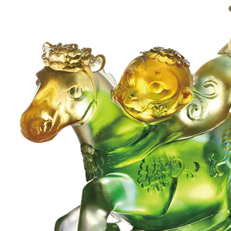 Crystal Animal, Horse and Monkey, Splendor on Horseback - LIULI Crystal Art
