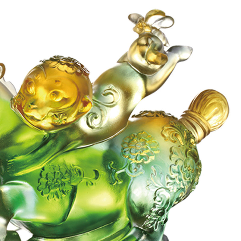 Crystal Animal, Horse and Monkey, Splendor on Horseback - LIULI Crystal Art