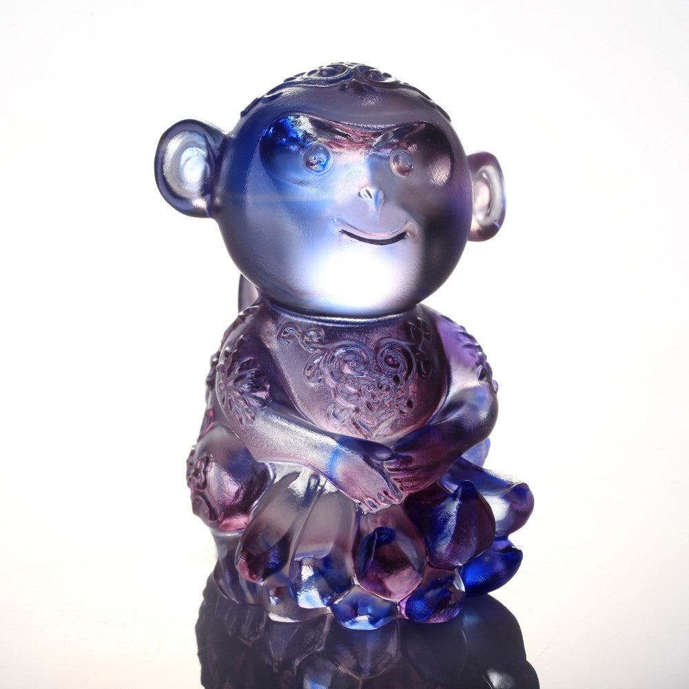 '-- DELETE -- Monkey Figurine (Contentment) - Forever Happy - LIULI Crystal Art