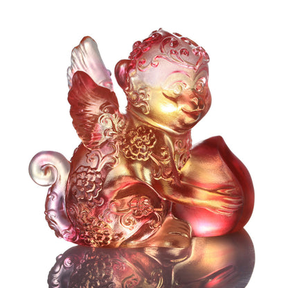 '-- DELETE -- Crystal Animal, Monkey, Little Winged Prodigy - LIULI Crystal Art