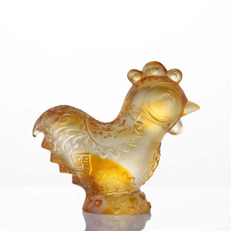Rooster Figurine (Happiness is the King) - "Sunlit From Within"