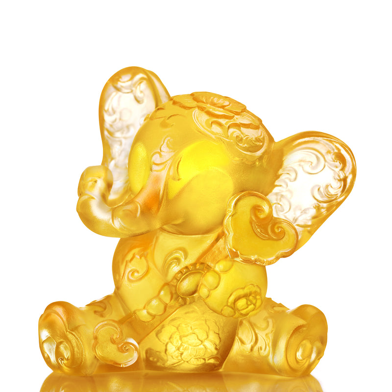 LIULI Crystal Elephant Sculpture, Lucky Little Elephant - LIULI Crystal Art